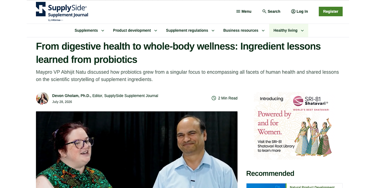 SupplySide Supplement Journal — From digestive health to whole-body wellness: Ingredient lessons learned from probiotics