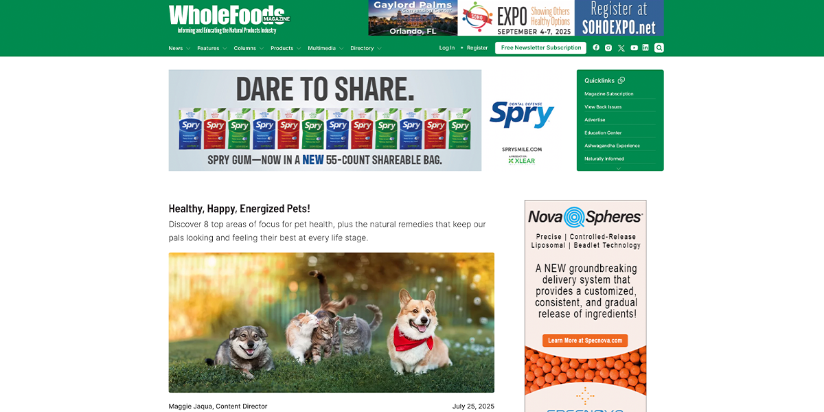 WholeFoods Magazine – Healthy, Happy, Energized Pets!