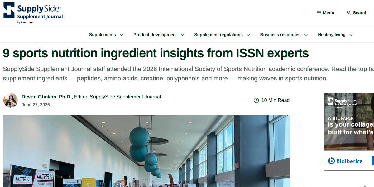 9 sports nutrition ingredient insights from ISSN experts
