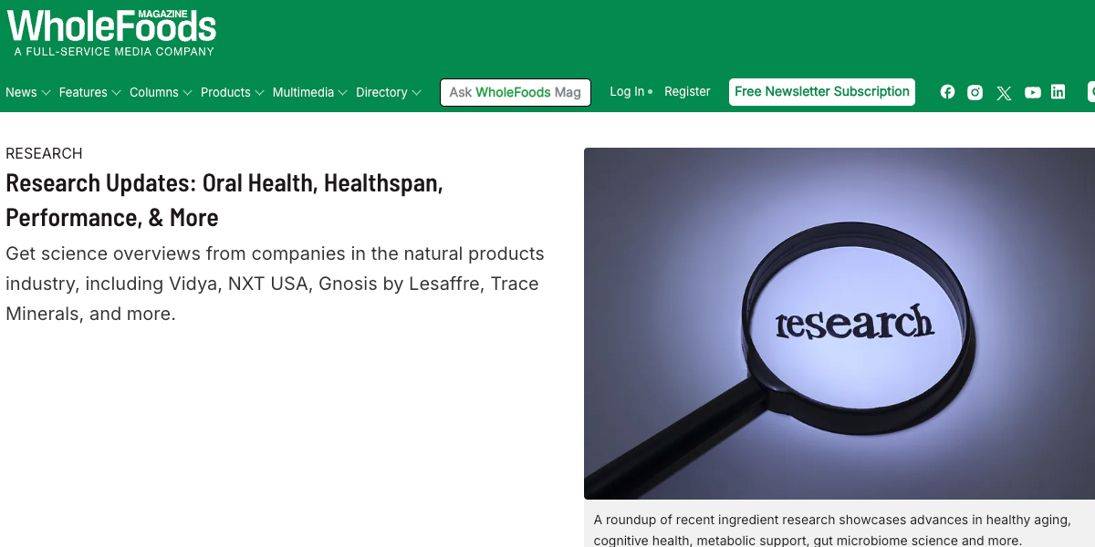 Research Updates: Oral Health, Healthspan, Performance, & More