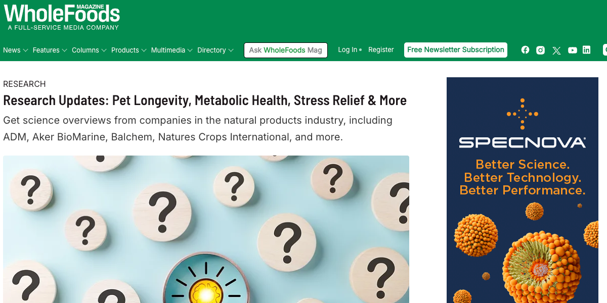 Research Updates: Pet Longevity, Metabolic Health, Stress Relief & More