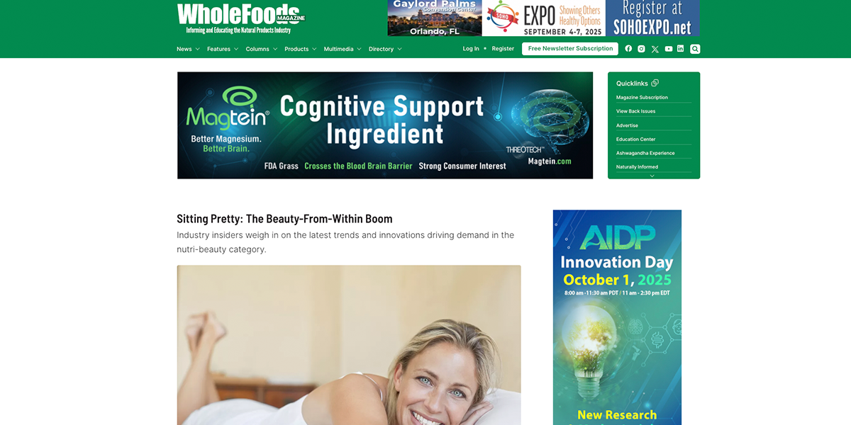 WholeFoods Magazine – Sitting Pretty: The Beauty-From-Within Boom