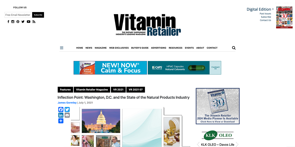 Vitamin Retailer – Inflection Point: Washington, D.C. and the State of the Natural Products Industry