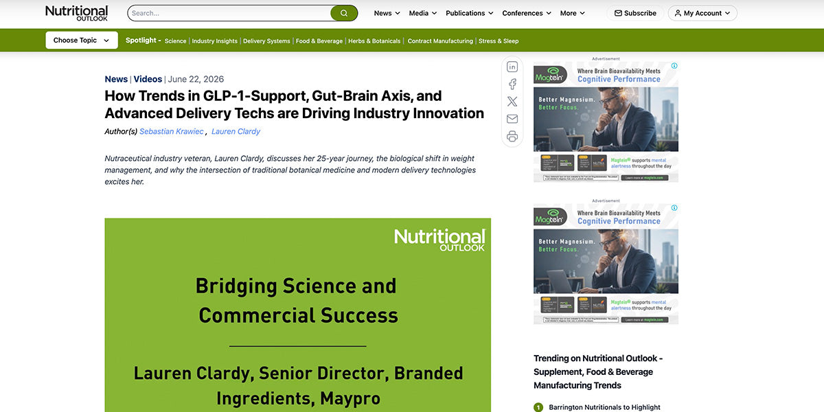 Nutritional Outlook — How Trends in GLP-1-Support, Gut-Brain Axis, and Advanced Delivery Techs are Driving Industry Innovation