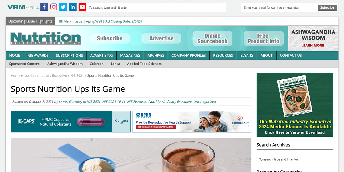 Nutrition Industry Executive – Sports Nutrition Ups Its Game