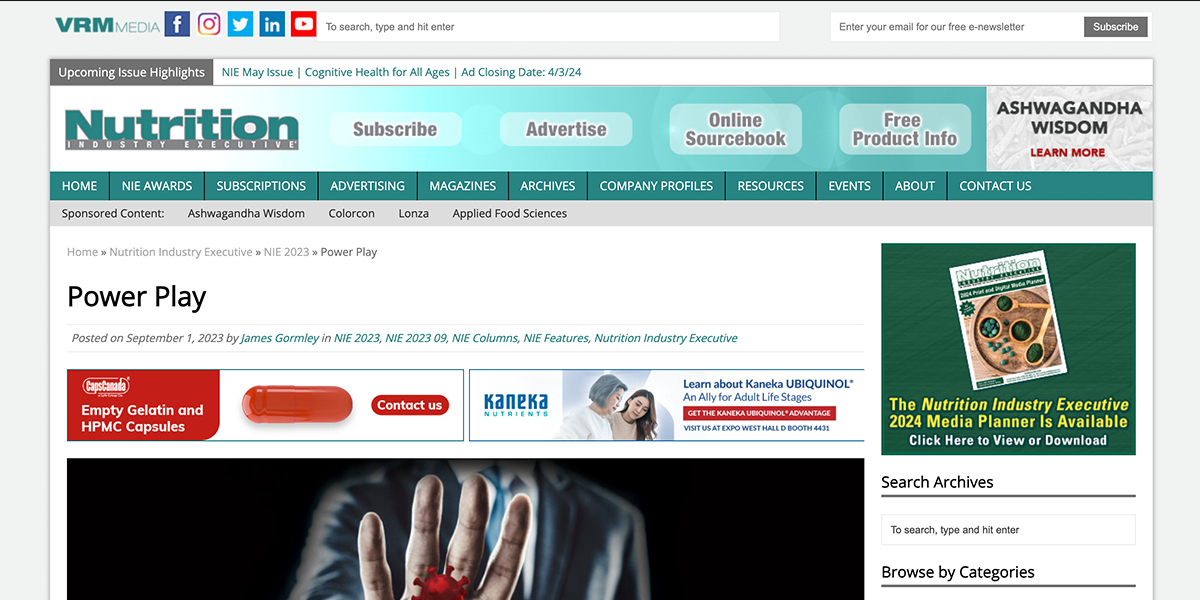 Nutrition Industry Executive – Power Play